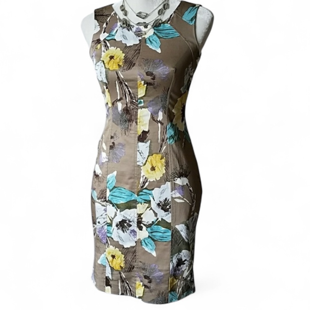 Vintage Nine West Cotton Stretch Floral Sheath Dress Like New Size 12